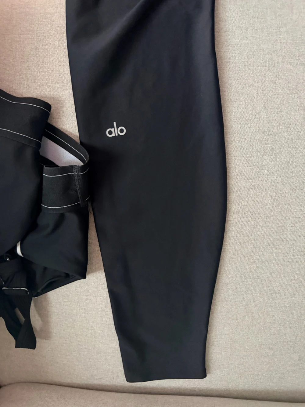 Alo Black Athletic Crop Top and Shorts Set